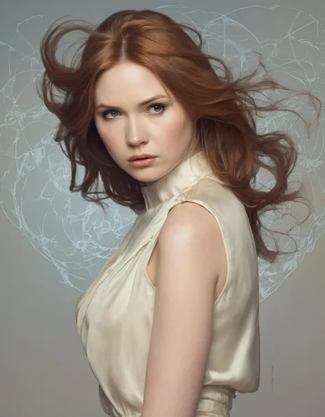 (ohwx woman) <lora:gillan_lora_sdxl_v1-000008:1> , highly detailed, digital painting, artstation, standing, facing camera, concept art, smooth, sharp focus, illustration, art by artgerm and alphonse mucha, high definition digital art, dramatic lighting, fractal webs in the background, in the style of ilya kuvshinov and Ross tran