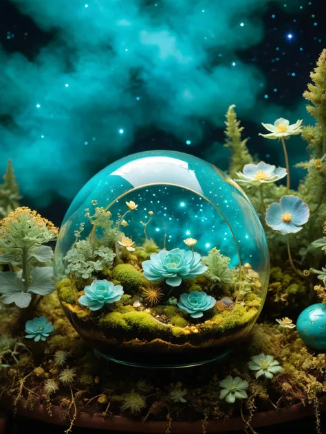 Bewitching, intricate, (emerald and celestial blue), (a captivating piece of Rococo Terrarium Art, The Starry Seedling), galaxies nurtured in glass, the nursery of nebulae:2.3 girl:0.4, jade-green:0.2 dryad, roots touching constellations, life-bringing:2.0, ecosystems of stars and soil, moss and Milky Ways, (turquoise and twilight gold shades:1.8) otherworldly glow, botanist, retro-futuristic, radiant aura, daguerreotype, daguerreotype photography, film, photo realism, DSLR, 18k uhd, hdr, botanically brilliant, exhibition-grade, cosmic chlorophyll brilliance.
<lora:xl_more_art-full_v1:1>