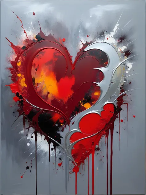 (masterpiece, top quality, best quality, official art, beautiful and aesthetic:1.2), an acrylicpourpainting in the shape of a heart, black, white, red, pink <lora:AcrylicPourPainting:1.0>