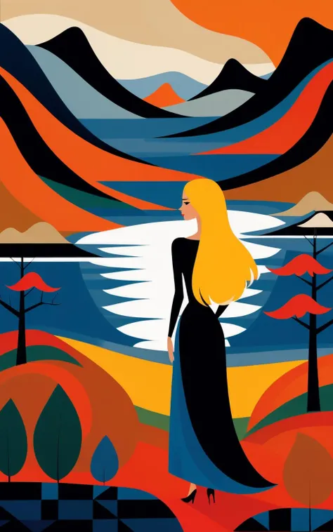 (ch:1.05), (2d illustration by Mary Blair:1.05), stylish very beautiful Swedish young woman with absurdly long blonde hair, standing, solo, symbolism, dramatic, beckoning breasts, travel poster, (professional graphic design layout:1.1),  <lora:chahua:0.99>, <lora:__more_art-full_v1:0.5>