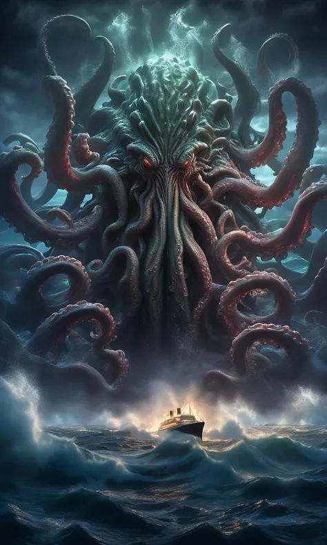 <lora:SDXL_Sacred_beast:0.8>, Hyperrealistic art,BJ_Sacred_beast, Cthulhu,abyssal,no_humans,ocean liner,cinematic lighting,strong contrast,high level of detail,Best quality,masterpiece,
Extremely high-resolution details, photographic, realism pushed to extreme, fine texture, incredibly lifelike,