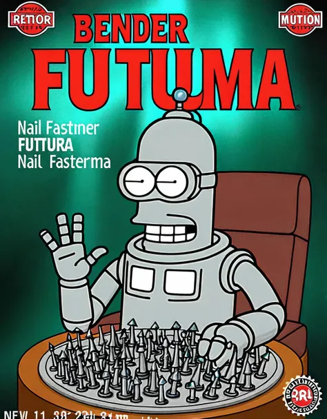 <lora:cereal_box_sdxl_v1:0.6>,Bender (Futurama),nail (fastener),