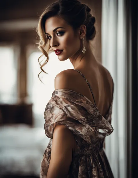 award winning closeup photo a beautiful housewife wearing a flowing dress, standing in a modern interior, #erotic #photography #boudoir #nsfw style by Ansel Adams, by lee jeffries nikon d850 film stock photograph 4 kodak portra 400 camera f1.6 lens rich colors hyper realistic lifelike texture dramatic lighting unrealengine trending on artstation cinestill 800