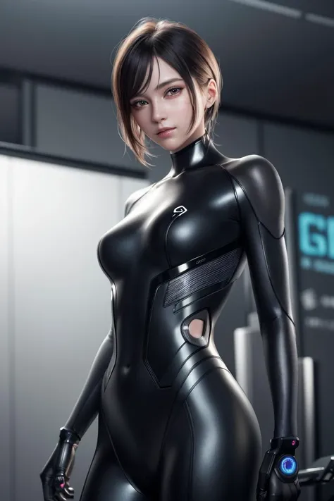 realistic, photorealistic, masterpiece, best quality, extremely detailed CG unity 8k wallpaper, 
a beautiful girl, 
mechanical bodysuit, cyberpunk, 
detailed background,