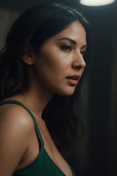 masterpiece, stunning photo of olmn, hanging above bed, bdsm, nsfw, sideview, loose green tank top, mini skirt, suspension, sensual, erotic, (saggy breast, big breast:1.2), style of Nan Goldin, short hair, sharp focus, DOF, polaroid, <lora:OliviaMunnV2Dogu:1> <lora:LowRA:0.65> <lora:InsPX2:0.2> <lora:suspension:1>, Photorealistic, Hyperrealistic, Hyperdetailed, analog style, soft lighting, subsurface scattering, realistic, heavy shadow, masterpiece, best quality, ultra realistic, 8k, golden ratio, Intricate, High Detail, film photography, soft focus