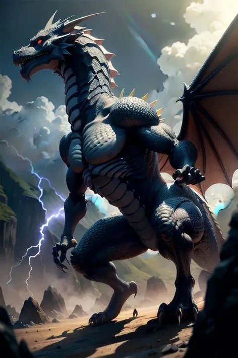 <lora:BahamutV1:1>, dragon,scales,horns,wings, breathing fire / electricity,shadow,lightning,holy,divine), no humans:1.2 , Epic scene,
BREAK(1dragon,(full body:1.35), dynamic angle, dynamic posture, detailed shadow, detailed lightning, (wide view, wide-angle lens)),
BREAK(perfect(anatomy,body), a dragon wake up,
BREAK(soft light, light on face, cinematic lighting, dramatic),
BREAK(<lora:more_details:0.7>, extremely detailed, CG, 8k Amazing, finely detail, (masterpiece:2.0, best quality), (intricate details, depth of field)),
<lora:FantasyForest:1>, FanFo, trees, sunlight, godrays, rock , detailed forest, detailed fantasy, cloud, sky,