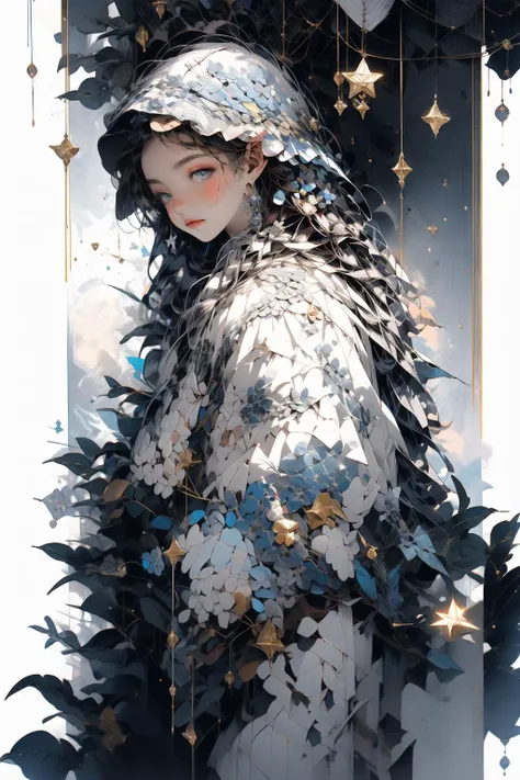 midjourney, Rackflower, blue flower, 1girl, looking at viewer, sky, cloud, star sky, big tree, BREAK (summer hat, elf ears, fantasy style:1.2),, masterpiece,ultra realistic,32k,extremely detailed CG unity 8k wallpaper, best quality, gorgeous light and shadow ,vibrant colors,soft lighting