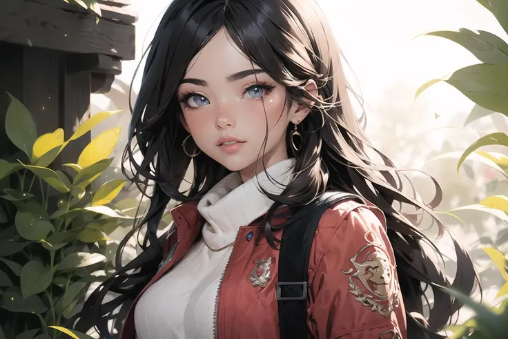 in the style of Yasuhiko_v1, character design, (ultra detailed), portrait, (illustration),random hair style,(masterpiece:1.2),(best quality:1.2), glitter eyes , 1girl, official, sparkling eyes, star-kafka, , hair between eyes, sunlight, red shirt, summer at contryside, master piece, UHD, awrad winning design, Artstation