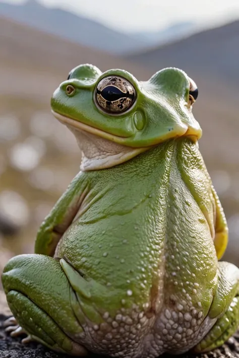 a photo shot in the point of view from the back of a Frog's head close-up, on a polar alpine tundra<lora:HeadPOV_from_behind_vk1-000018:0.85>, natural lighting, 4k, high quality, Fujifilm XT3