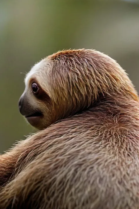a photo shot in the point of view from the back of a Sloth's head close-up, on river<lora:HeadPOV_from_behind_vk1-000018:1>, natural lighting, 4k, high quality, Fujifilm XT3
