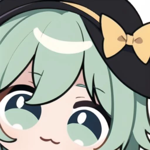 masterpiece, best quality, chibi, close-up, light smile, white background, looking at viewer, <lora:Ding:0.7>,   <lora:KomeijiKoishi:0.8>, komeiji koishi, 1girl, hat,hat bow,green hair,green eyes