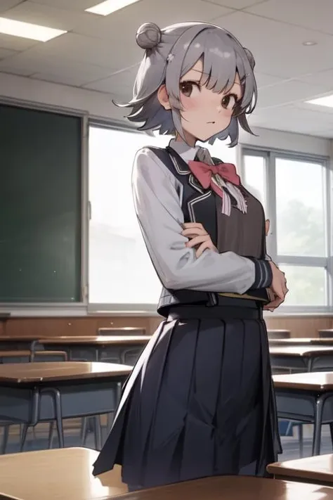 classroom,masterpiece,best quality,koharu rikka school uniform, <lora:Koharu Rikka:1>