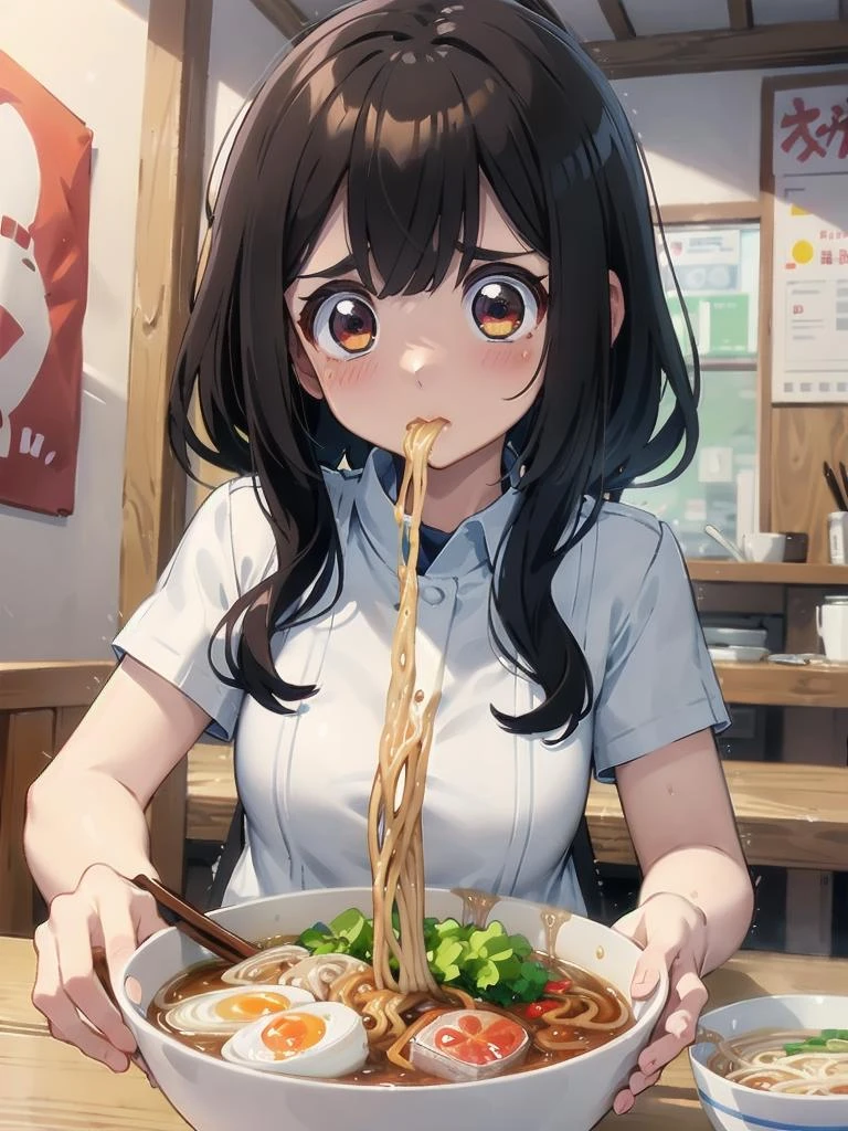 masterpiece, 
1girl, 
sip ramen, <lora:vomcum:0.7>