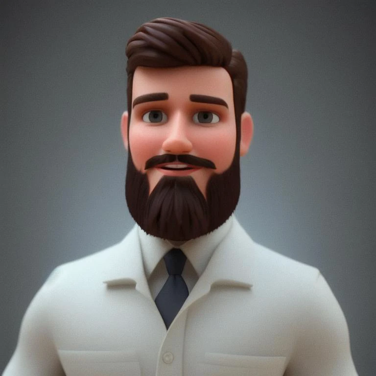 cinematic film still 3d cartoon for a smiling 1boy,handsome male,face,beard,white background, . shallow depth of field, vignette, highly detailed, high budget, bokeh, cinemascope, moody, epic, gorgeous, film grain, grainy