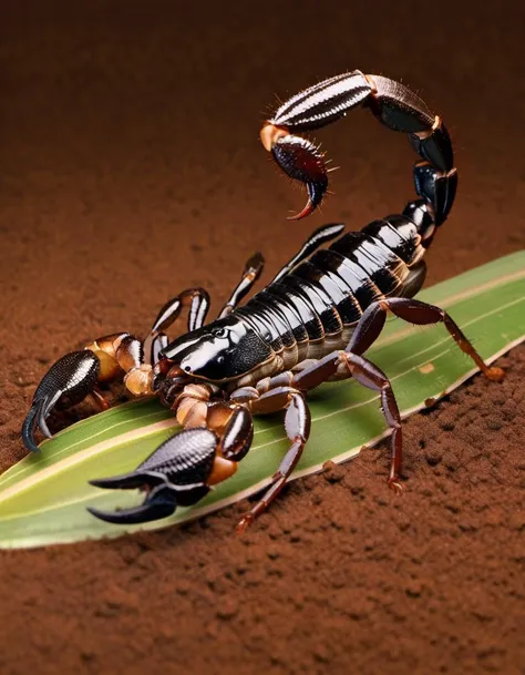 (Realistic:1.5) EdobScorpion, sword, brown theme, animal focus, brown hair, brown theme, simple background, what, armor, black hair, flower field, from above, <lora:EdobScorpionPhotoReal_XL_v1.0:0.8>