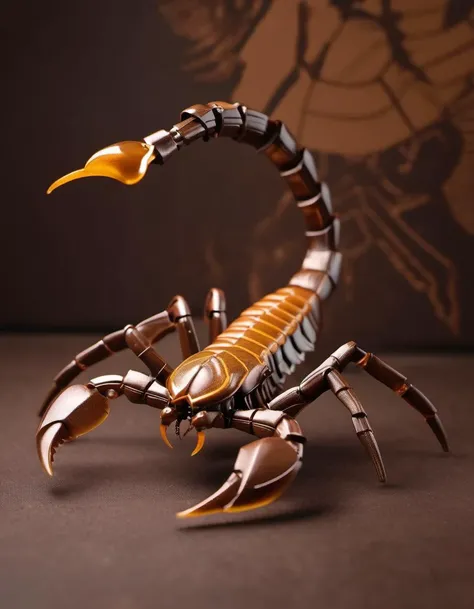 (Realistic:1.5) EdobScorpion, mechanical tail, spider web, severed limb, sharp teeth, comic, kaijuu, mecha, signature, brown background, creature, bird, <lora:EdobScorpionArtistic_XL_v1.0:0.8>