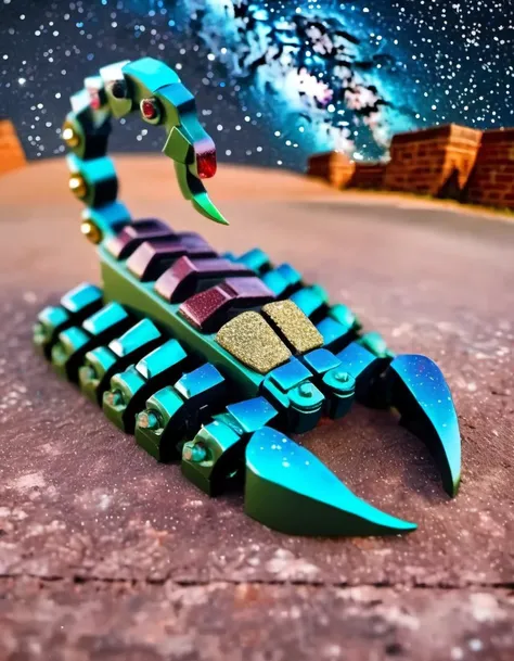 (Realistic:1.5) EdobScorpion, deviantart username, braid, day, gem, military vehicle, from side, monster, monster, starry sky, galaxy, brick wall, <lora:EdobScorpionArtistic_XL_v1.0:0.8>