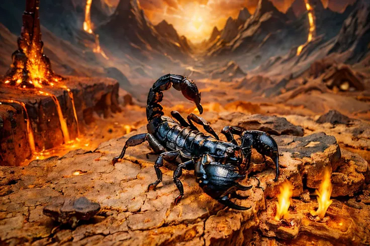 (masterpiece, best quality:1.2), ultra-detailed, EdobScorpion, (hell valley:1.3) (realistic:1.5), <lora:EdobScorpion_v1.0:0.8> <lora:Hell2_v1.0:0.6>