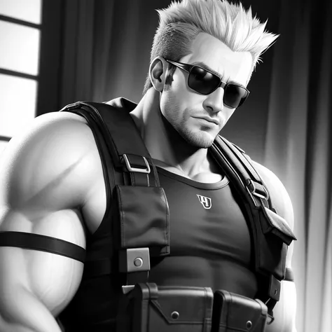 <lora:dukenukem:0.6>, duke nukem, monochrome