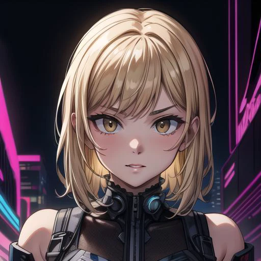 masterpiece, perfect face, auclaire, Sarcoline hair, Butter Yellow Tulle miniskirt , intricate cyberpunk background<lora:add_detail:0.8>