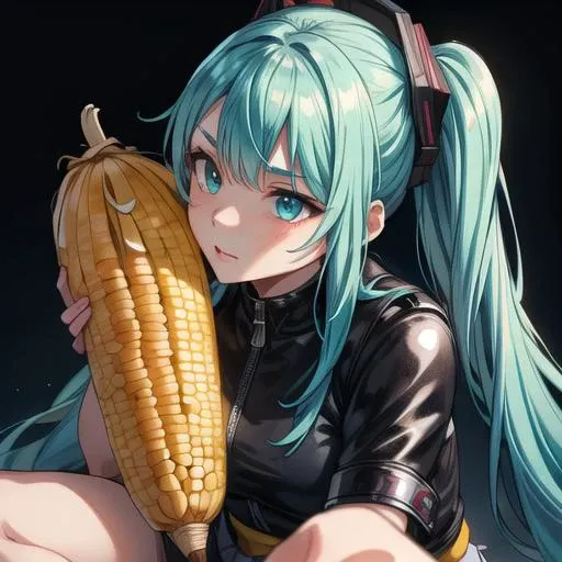 masterpiece, perfect face, auclaire, Aqua hair, Corn Yellow Leather miniskirt , intricate cyberpunk background<lora:add_detail:0.8>