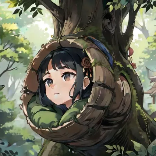 Coral Rayon qipao, perfect face, background of Tree-Homes and Nests: Some of the trees are homes to forest-dwelling creatures, and their nests and cozy hideaways can be spotted nestled within the foliage.<lora:wowifierV3:0.8>