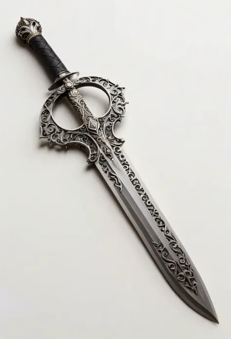 abstract filigree openwork black cast iron sword blade with wavy metal swirl, (fully transparent:1.1), simple background, ral-mndlbrt, ral-drptpl