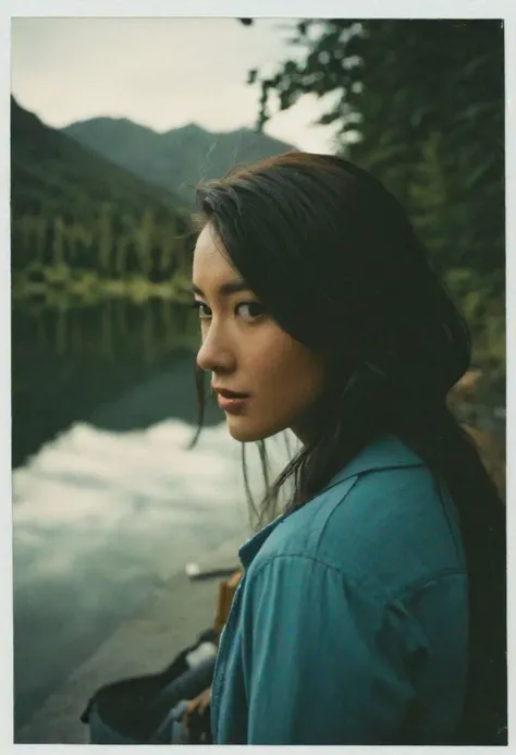 1girl, 1boy, , shot on polaroid