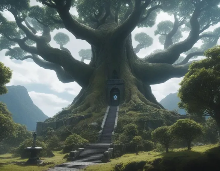 Yggdrasil in a high fantasy anime