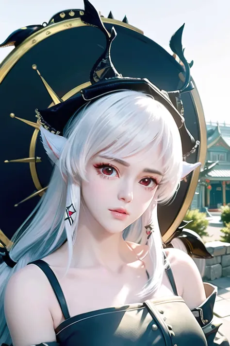 white hair, red eyes, (detailed face:1.3), (upper body:1.4), 1girl, (RAW photo, best quality, masterpiece:1.2), (realistic, photo-realistic:1.37), (aegyo sal:1), professional lighting, photon mapping, radiosity, physically-based rendering, pureerosface_v1,