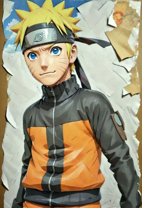 torn paper collage of naruto