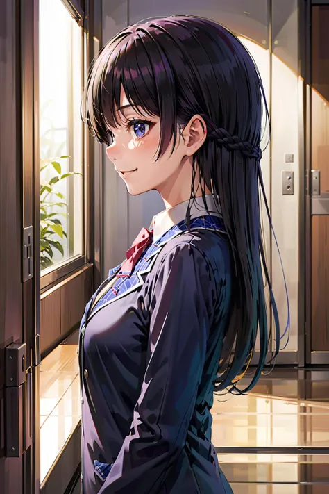 <lora:mito_xl_base_long:1>,tsukino mito from side,smile,indoors