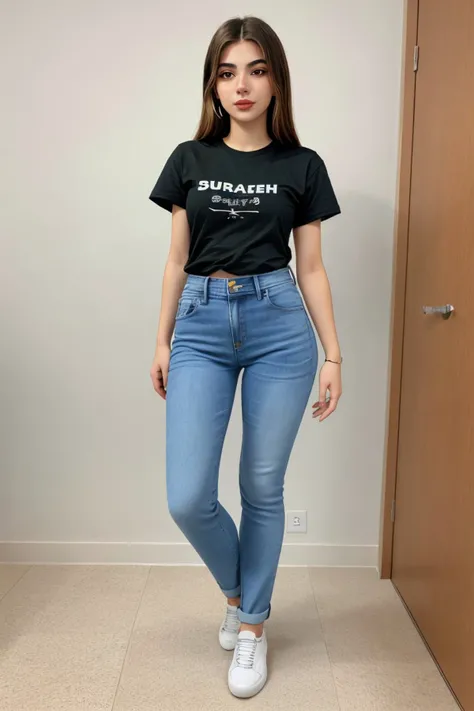 (full body shot:1.4), <lora:sd15_DoaEvren_locon_24_v1.0:.8> DoaEvren wearing a t-shirt and jeans