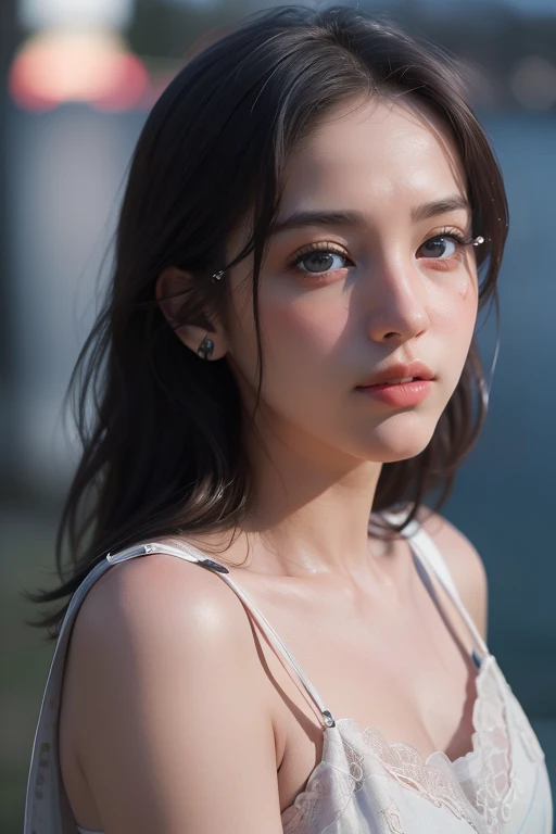 ultimate quality, masterpiece, ultra high res, (photorealistic:1.9), 1girl, detailed face, detailed eyes, white dress, dramatic lighting, sunset, sea, (detailed Shot on Hasseblad X1D-50c with Lens Hasselblad XCD-45P:1.6), (portrait:1.9)