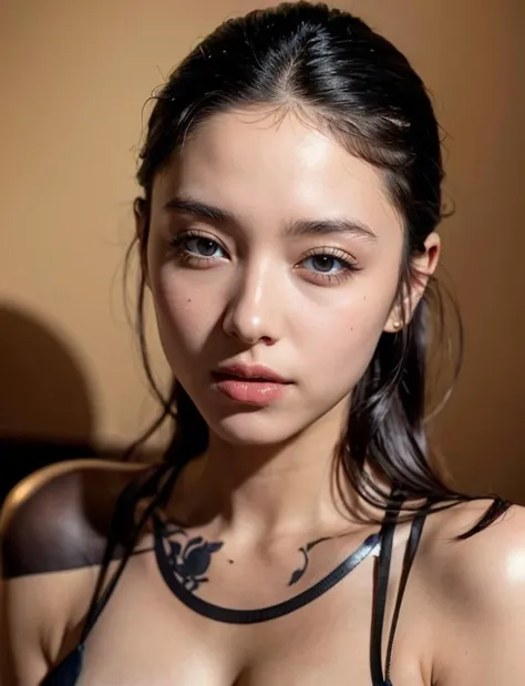 est quality, masterpiece, ultra high res, (photorealistic:1.4), 1girl, offshoulder, deep shadow, shiny skin