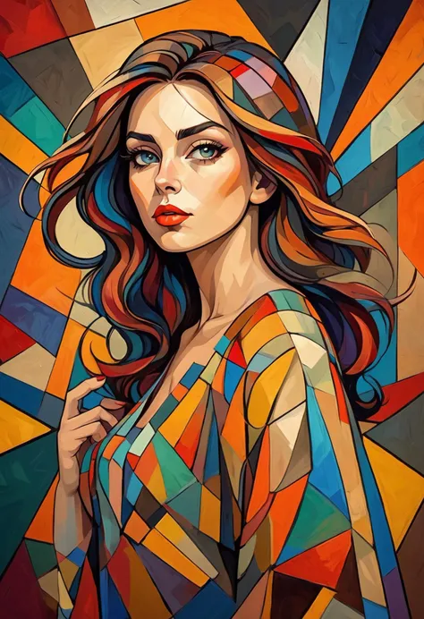 girl, eclectic art, circles