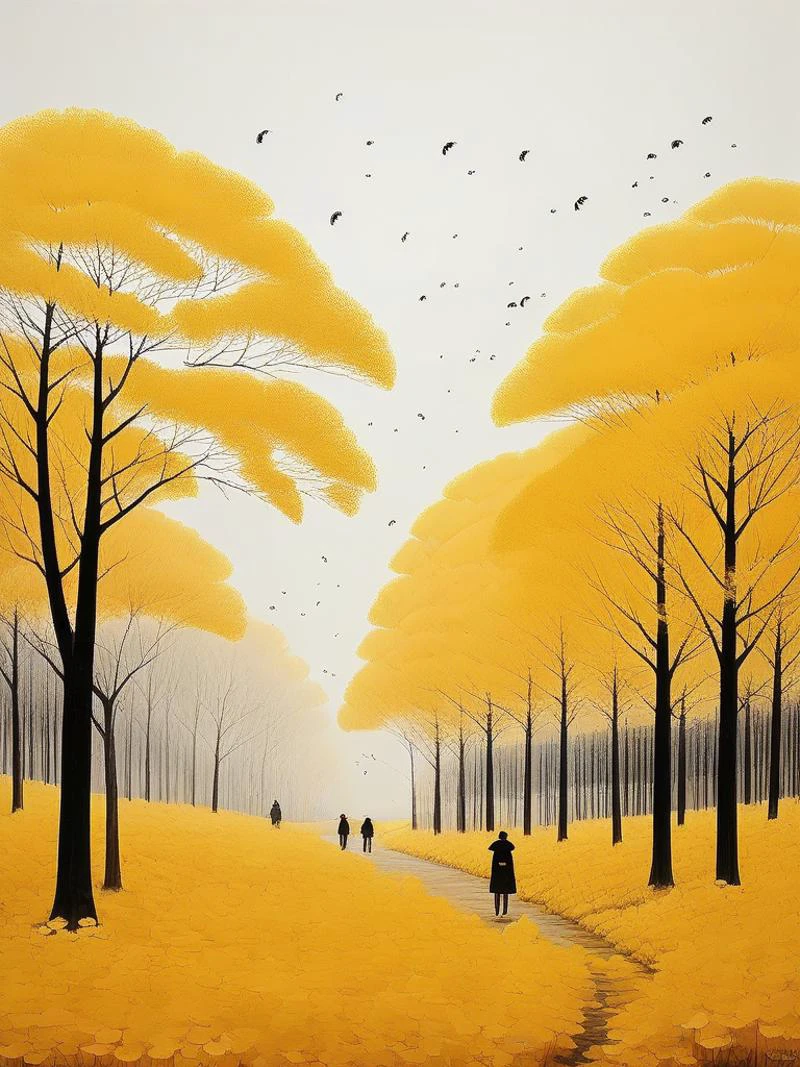 shenqiu,<lora:shenqiu-000020:0.7>,a ginkgo forest,