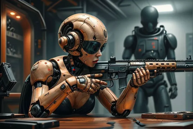 artificial intelligence,fulfills the function of personal security, weapon pistol, rifle, submachine gun, machine gun