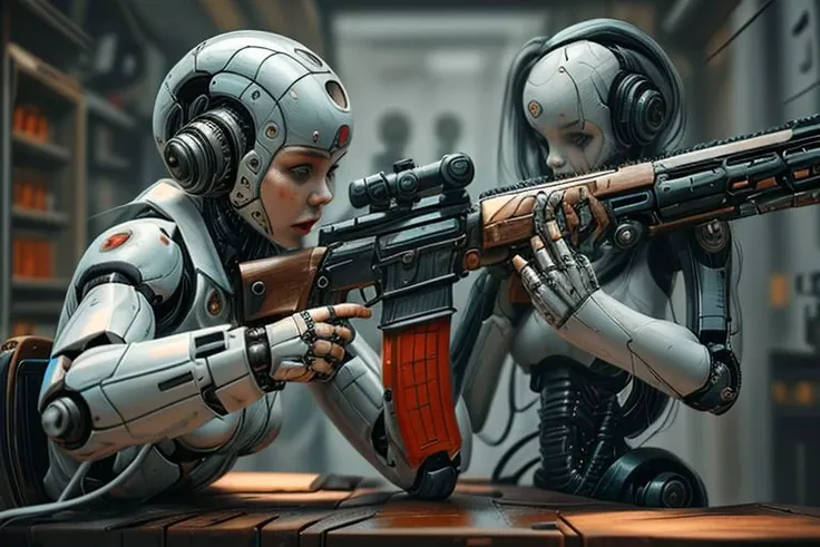 artificial intelligence,fulfills the function of personal security, weapon pistol, rifle, submachine gun, machine gun