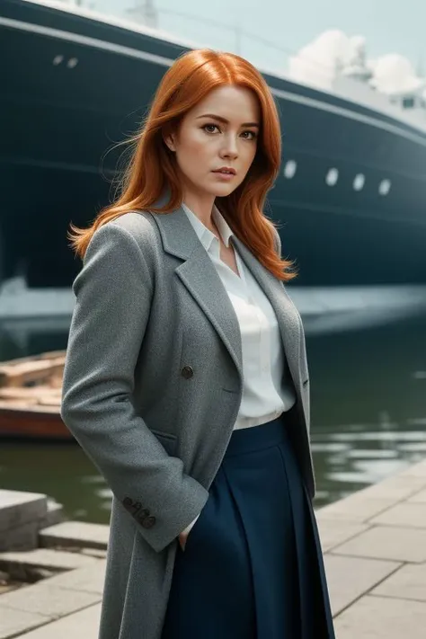 ((SFW)), Isla Fisher   modest outfit, extremely detailed clothing, , drydock , hyper-realistic, amazing fine detail, Nikon D850 film stock photograph Kodak Portra 400 camera f1.6 lens, rich colors, lifelike texture, dramatic lighting, unreal engine, trending on ArtStation, cinestill 800 tungsten , cinematic photography by zhang yimou