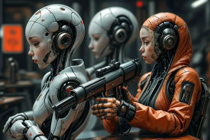 artificial intelligence,fulfills the function of personal security, weapon pistol, rifle, submachine gun, machine gun