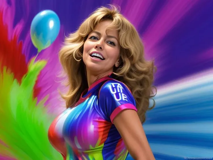 (Unsuccessful Photo:1.3) of (Ultra detailed:1.3),(Proud:1.3) Farrah Fawcett, summer,Highly Detailed,(Expressionism:1.3),(Colorful:1.3)