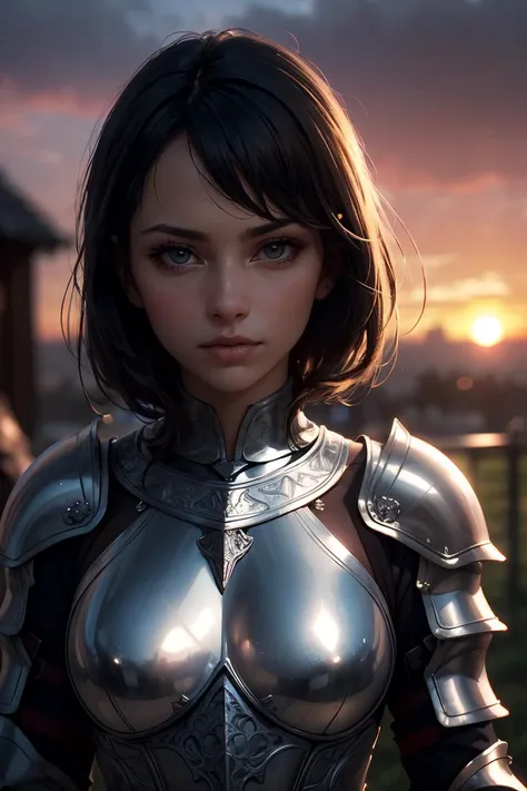 (masterpiece), (extremely intricate:1.2), (realistic), portrait of a girl, the most beautiful in the world, (medieval armor), metal reflections, upper body, outdoors, intense sunlight, far away castle, professional photograph of a stunning woman detailed, sharp focus, dramatic, award winning, cinematic lighting, , volumetrics dtx, (film grain, blurry background, blurry foreground, bokeh, depth of field, sunset, motion blur:1.3), chainmail, <lora:GoodHands-vanilla:1>