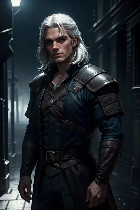 cowboy shot ,polaroid shot of henry cavill as withcer geralt of rivia, white hair, dark atmosphere, cinematic pose,masterpiece, ultra realistic, realistic light, (saturation), photorealistic, best quality, <lora:GoodHands-vanilla:1>