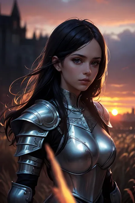 (masterpiece), (extremely intricate:1.2), (realistic), portrait of a girl, the most beautiful in the world, (medieval armor), metal reflections, upper body, outdoors, intense sunlight, far away castle, professional photograph of a stunning woman detailed, sharp focus, dramatic, award winning, cinematic lighting, , volumetrics dtx, (film grain, blurry background, blurry foreground, bokeh, depth of field, sunset, motion blur:1.3), chainmail, <lora:GoodHands-vanilla:1>
