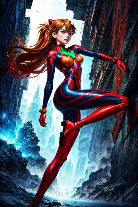 (masterpiece, best quality, ultra-detailed:1.2),
(souryuu asuka langley, interface headset, red bodysuit, dynamic pose:1.2), vixen,
diffuse lighting, fantasy, intricate, elegant, highly detailed, lifelike, digital painting, artstation, illustration, concept art, smooth, sharp focus, legs, modern and trendy style, fantasy, surrealist art, vibrant,, <lora:more_details:0.5> <lora:epi_noiseoffset2:1> <lora:AsukaLangleySouryuuV2:0.7>