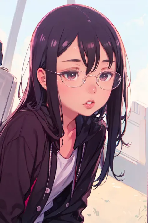 (solo:1.3), <lora:LIP:1> (LilyPichuTI:0.9), glasses, <lora:kuroboshi_kouhaku_style_v01:1>, ultra detailed, masterpiece, best quality, aesthetic, detailed,