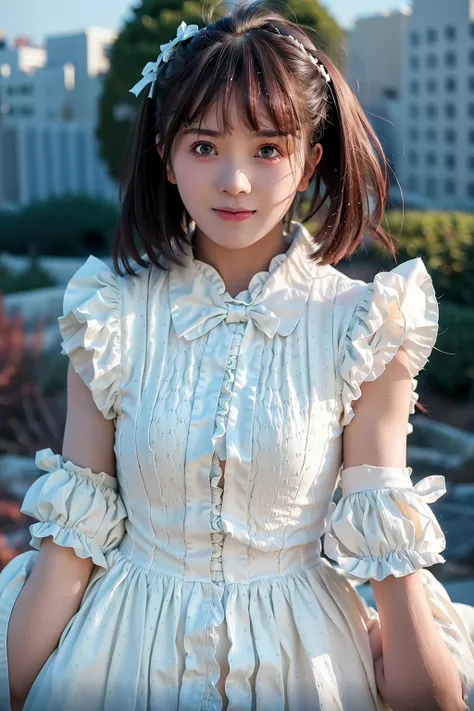 (((lolita_fashion))),arms behind back,ulzzang-6500-v1.1,(raw photo:1.2),((photorealistic:1.4))best quality ,masterpiece, illustration, an extremely delicate and beautiful, extremely detailed ,CG ,unity ,8k wallpaper, Amazing, finely detail, masterpiece,best quality,official art,extremely detailed CG unity 8k wallpaper,absurdres, incredibly absurdres, huge filesize, ultra-detailed, highres, extremely detailed, extremely detailed eyes and face, beautiful detailed eyes,light on face,cinematic lighting,1girl,upper body,see-through,looking at viewer,outdoors,