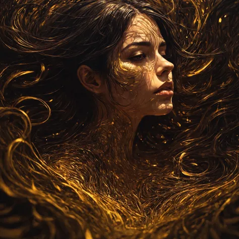 Perfect centralization, Fantastic black-gold beam, delight, Standing position, abstract beauty, centre, Looking at the camera, Facing the camera, nearing perfection, Dynamic, highly  detailed, Liso, foco nítido, 8K, A high resolution, illustration, art by Carne Griffiths and Wadim Kashin, Goldfish characters