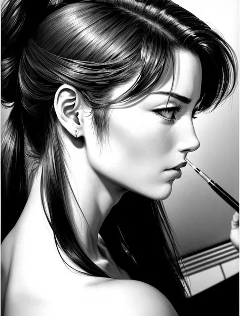 IKEGAMISTYLE, (absurdres, biggest quality, masterpiece) , retrait of a woman, intrincate, trending in artstatio, oil painting , <lora:more_details:0.5>